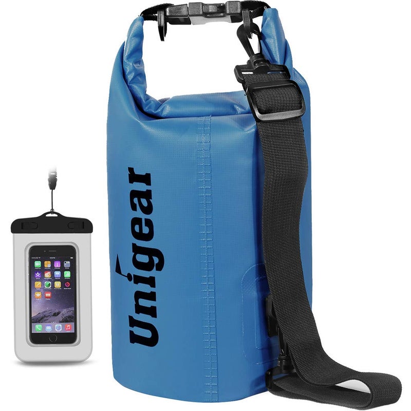 Unigear Dry Bag Waterproof, Floating and Lightweight Bags for Kayaking, Boating, Fishing, Swimming and Camping with Waterproof Phone Case (Sky Blue, 5L) - Image 1